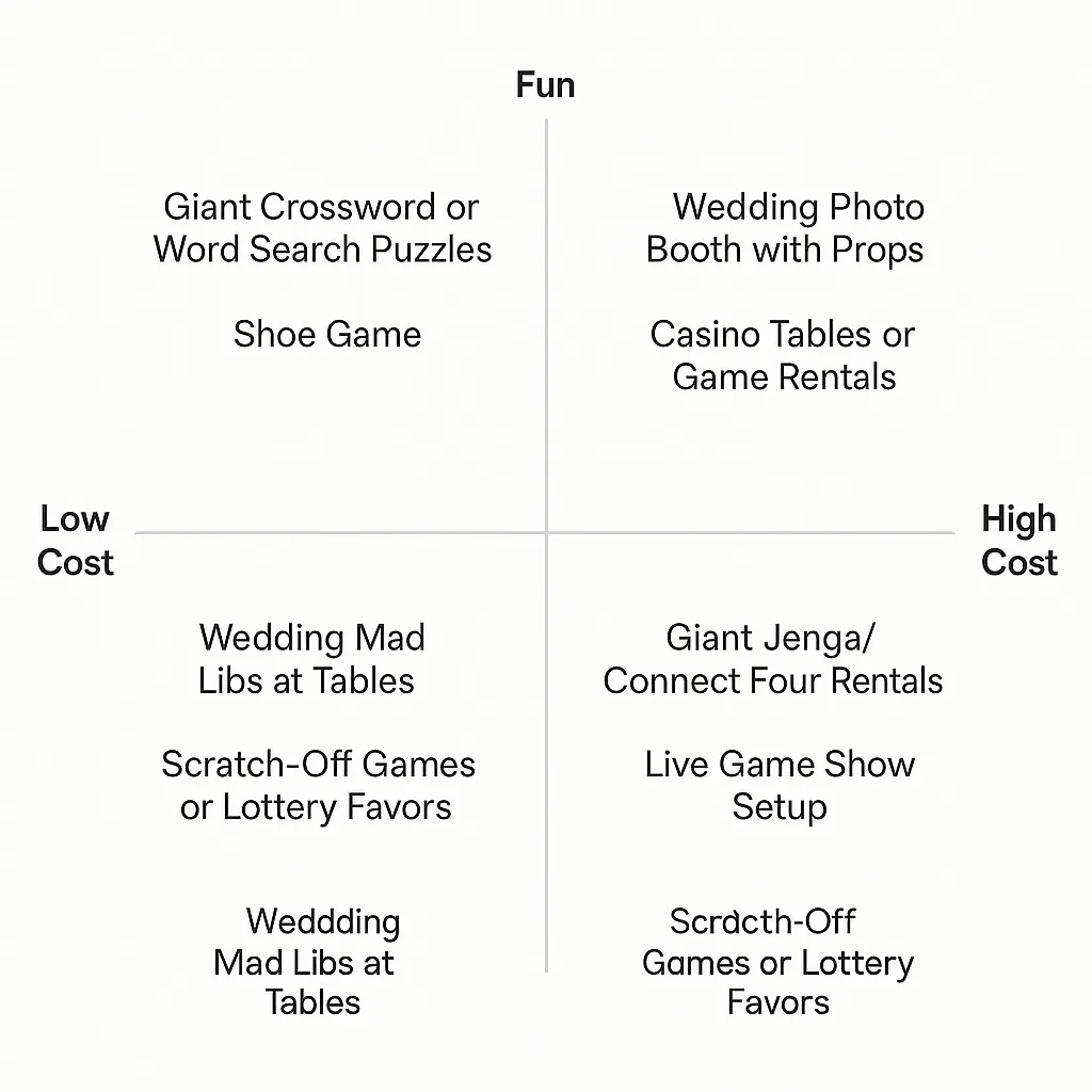 Wedding games fun vs cost comparison chart