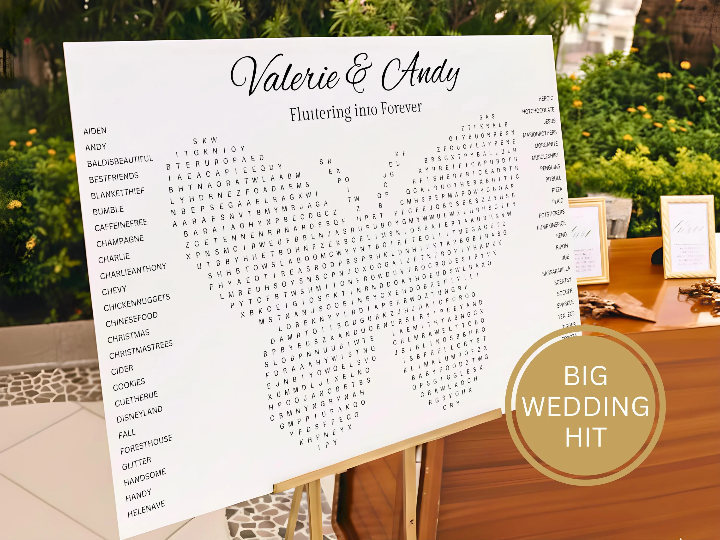 Custom shape wedding word search