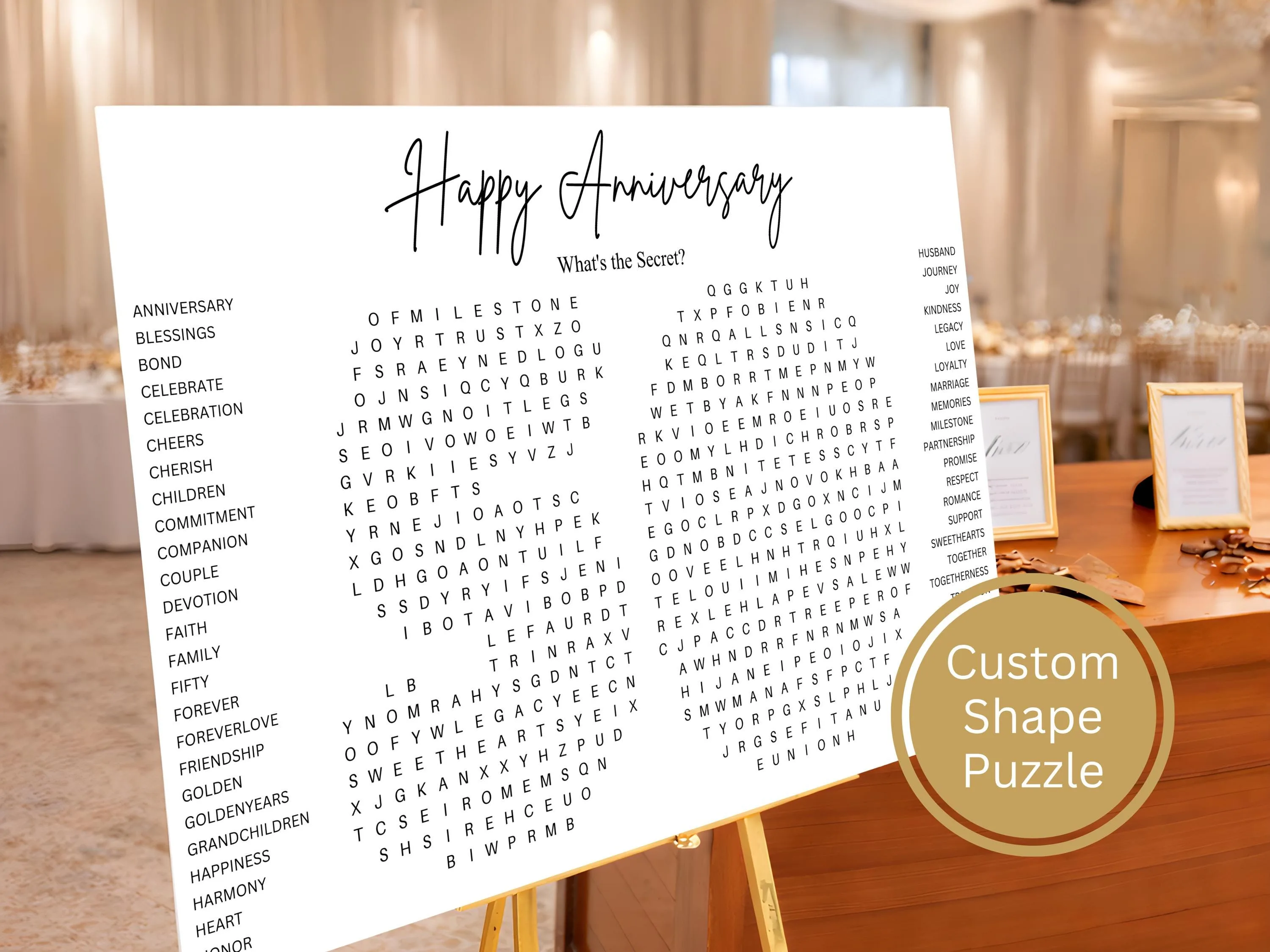 Custom Anniversary Number Shape Word Search – Milestone Keepsake