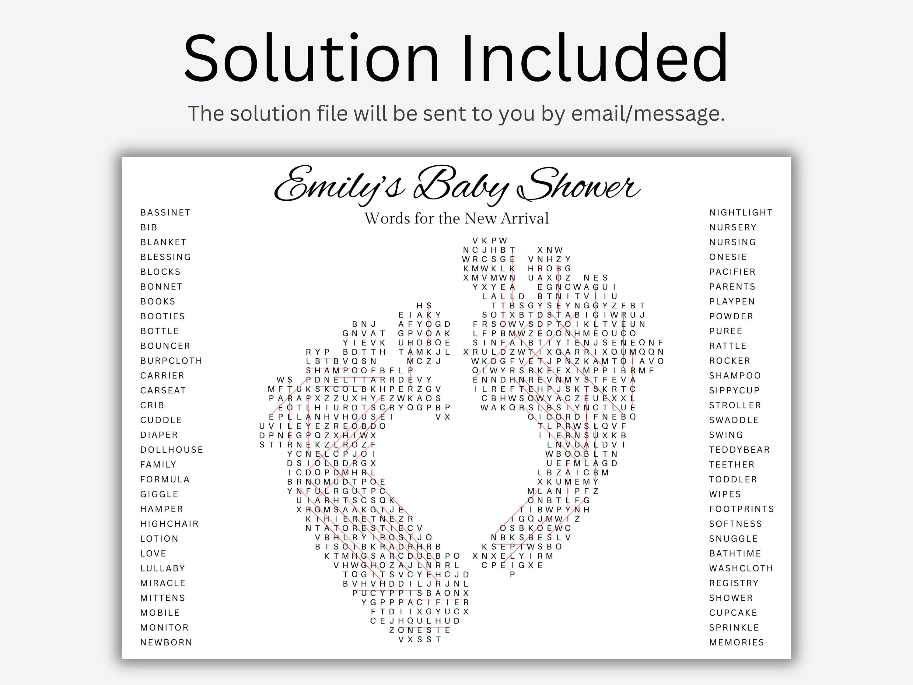 Custom Baby Shower Word Search Puzzle – Shaped Party Game Poster 7