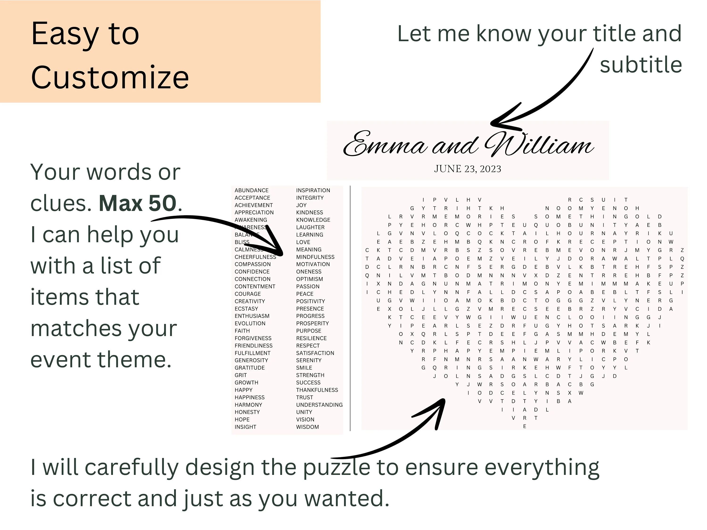 Custom Bridal Shower Word Search Puzzle – Personalized Game Poster 2