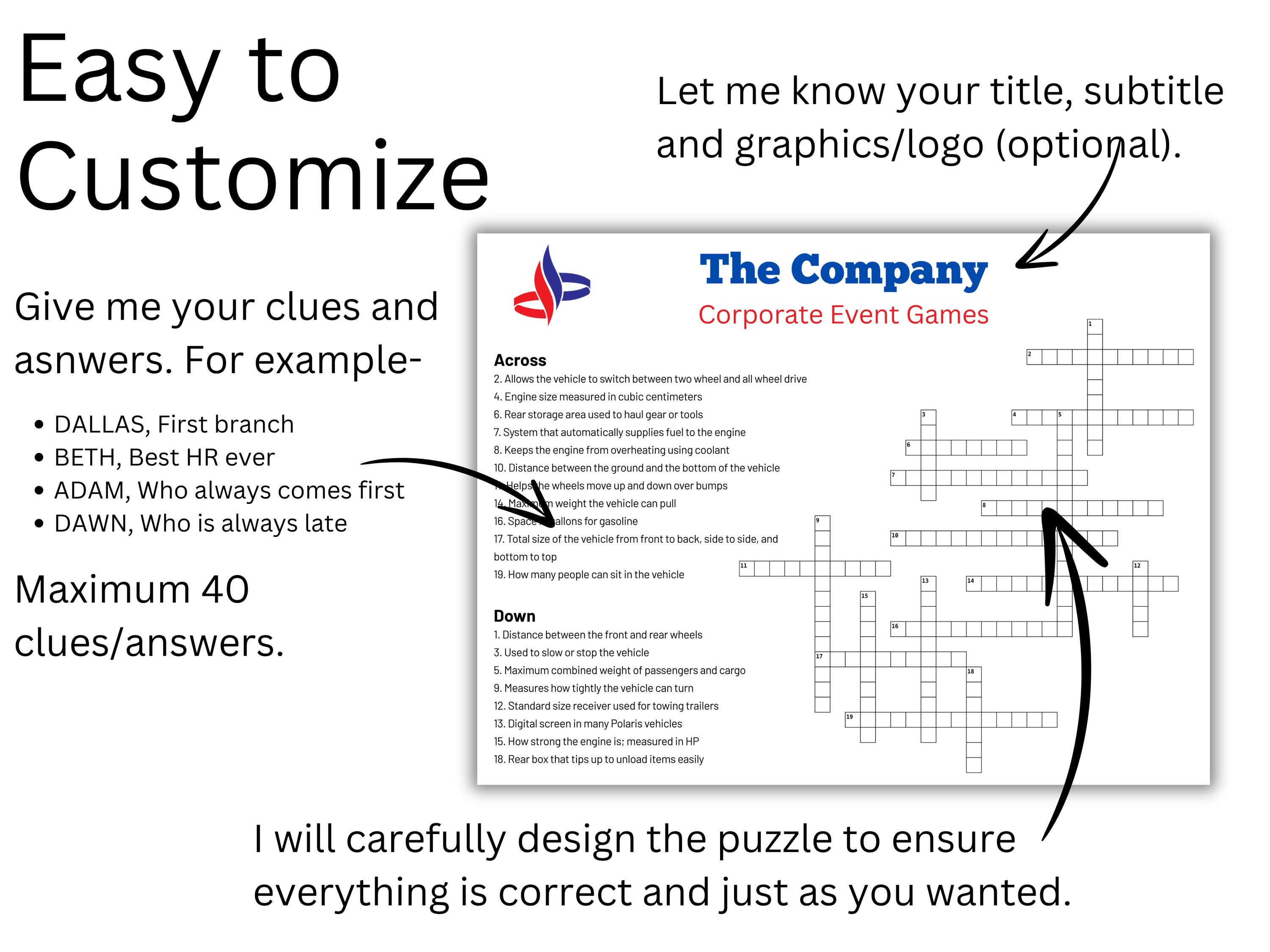 Custom Office Party Giant Crossword Games | Corporate Event Team Activity, Retirement Celebration 2