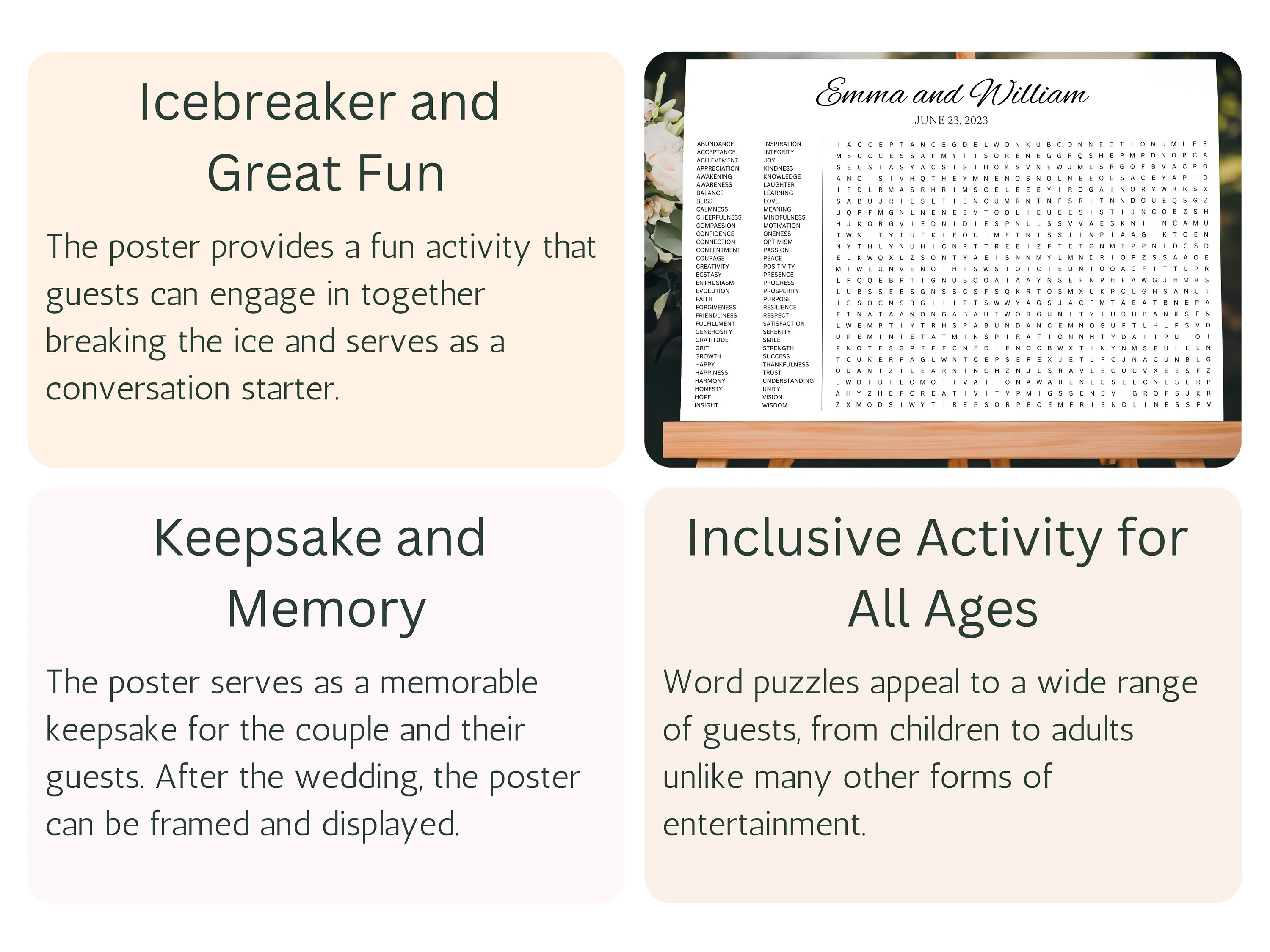 Giant Wedding Word Search Puzzle – Engagement Party Activity 2