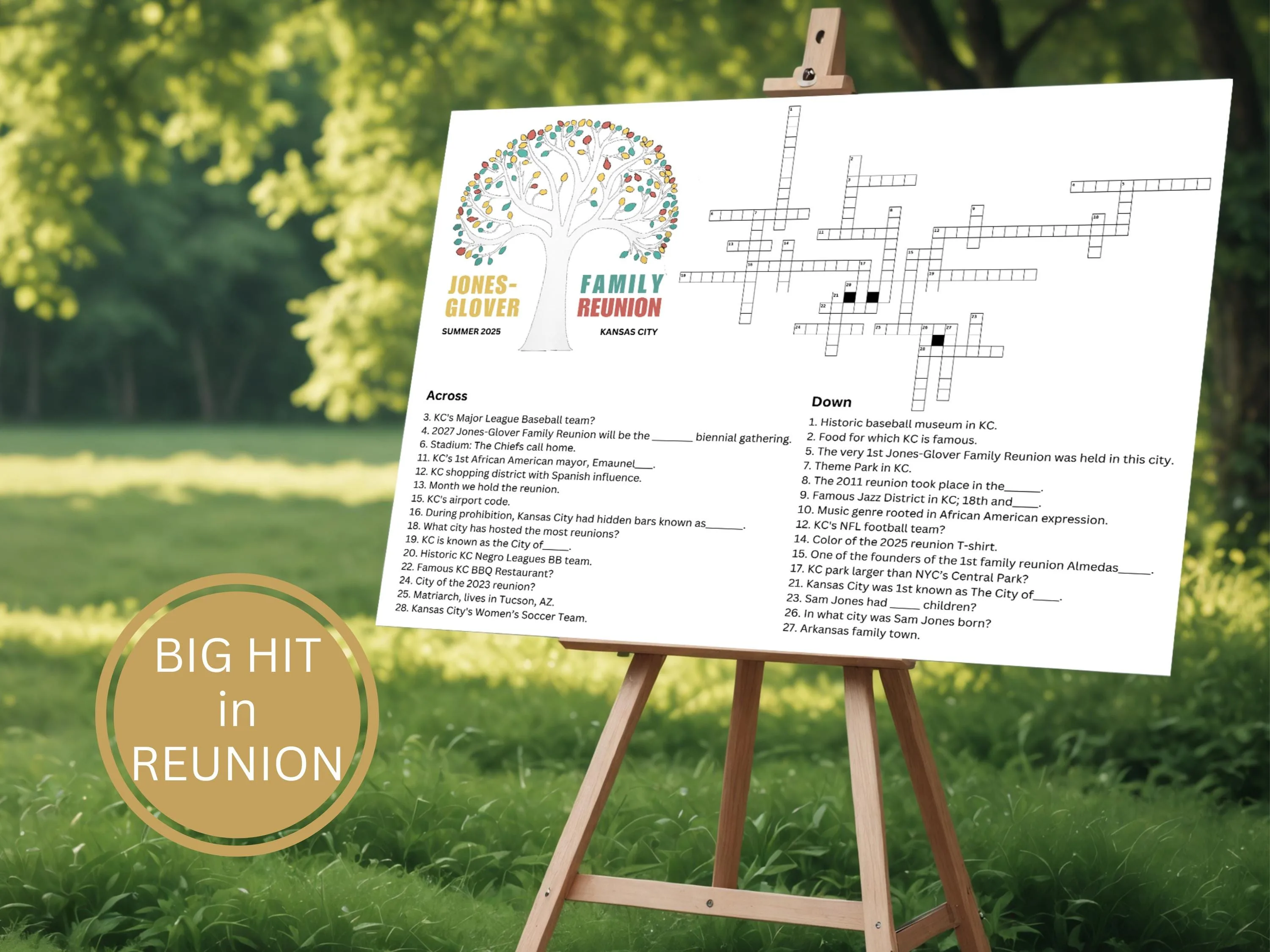 Custom Family Reunion Crossword Puzzle – Personalized Giant Poster