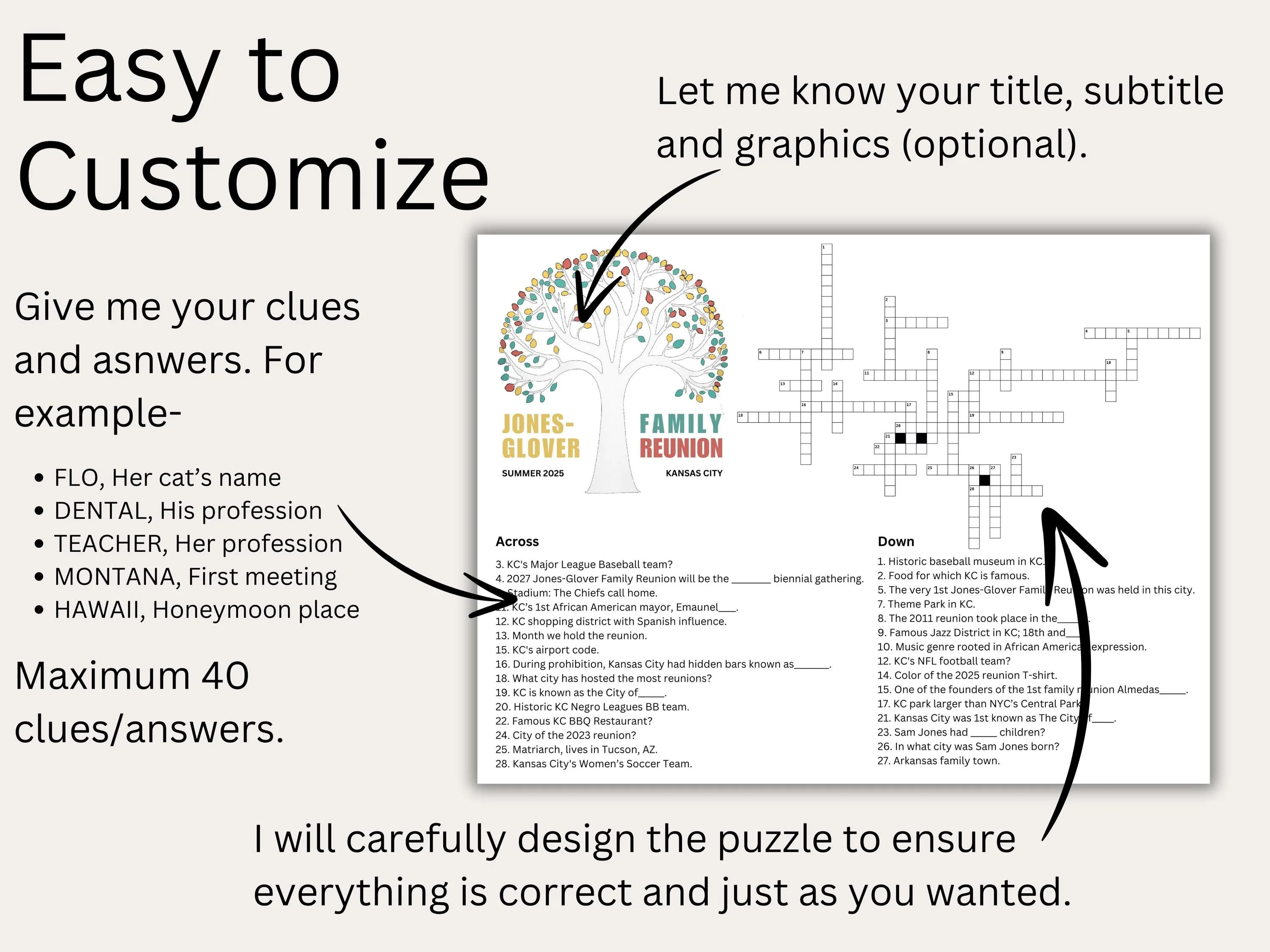 Custom Family Reunion Crossword Puzzle – Personalized Giant Poster 2