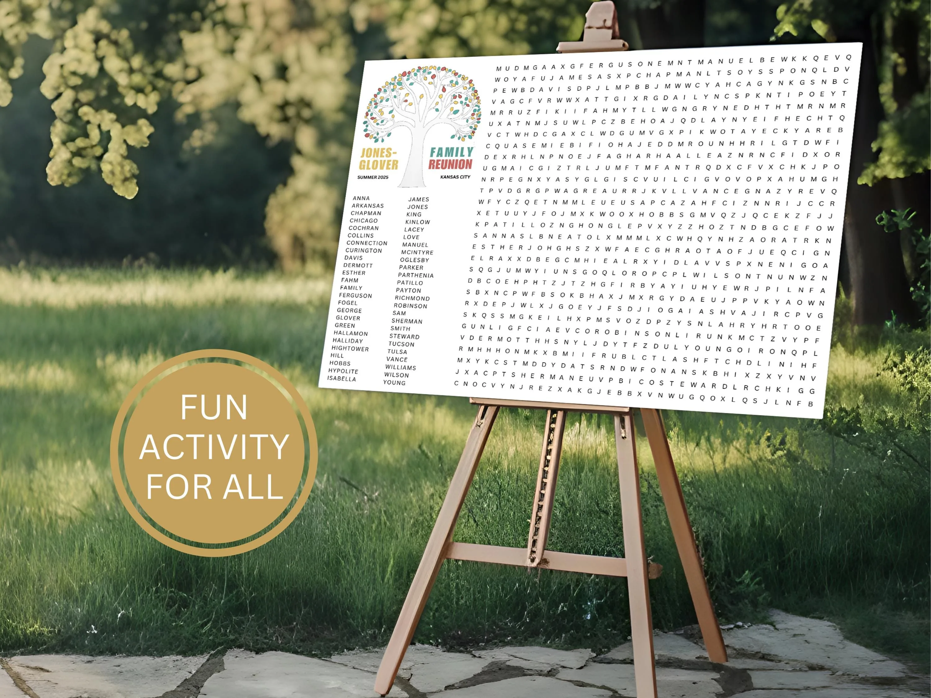 Custom Family Reunion Word Search Puzzle – Giant Party Game Poster