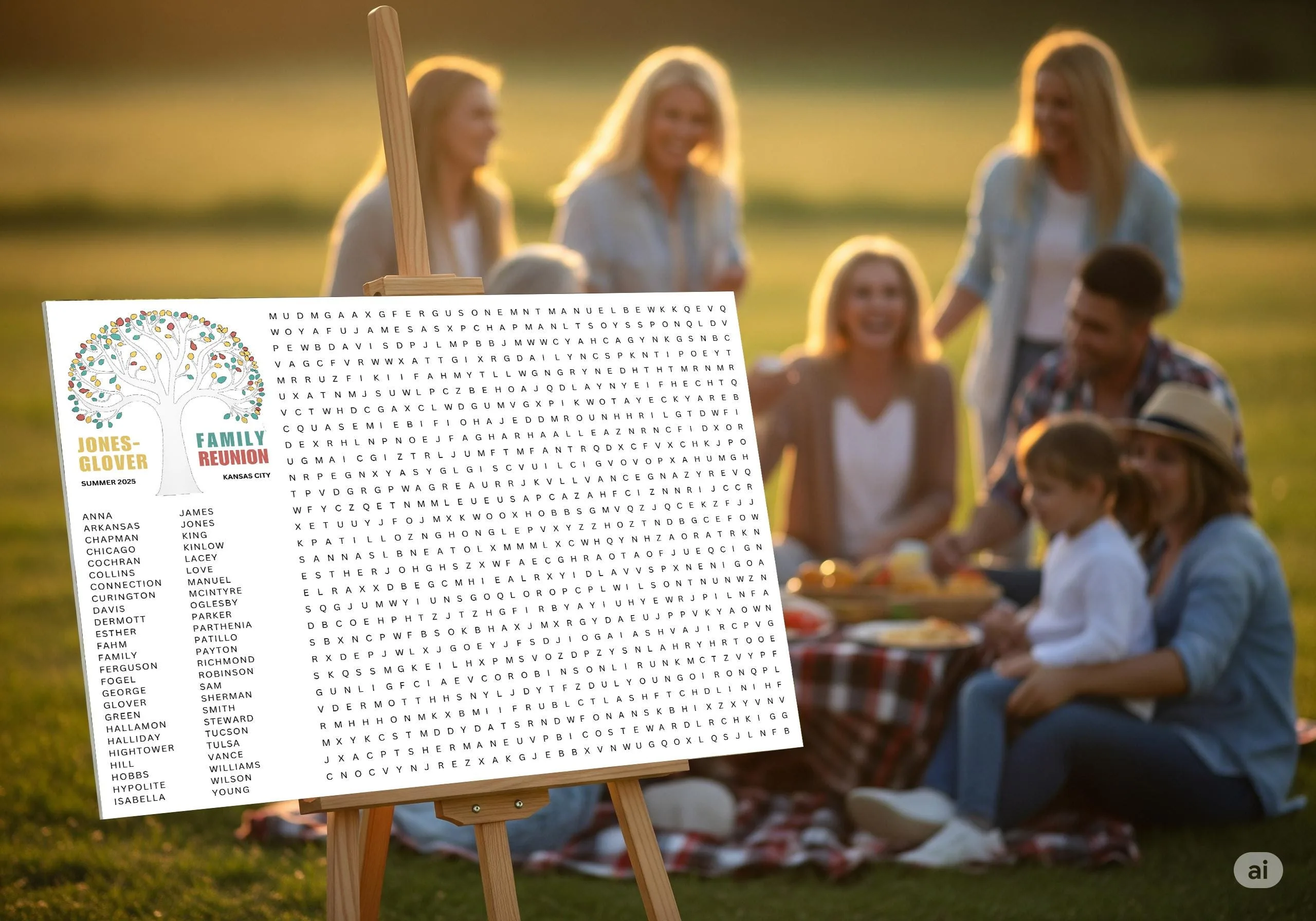Custom Family Reunion Word Search Puzzle – Giant Party Game Poster 2