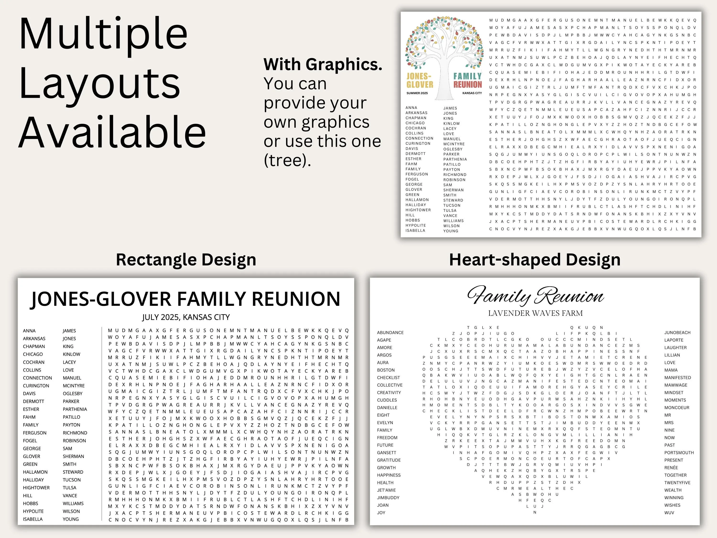 Custom Family Reunion Word Search Puzzle – Giant Party Game Poster 3