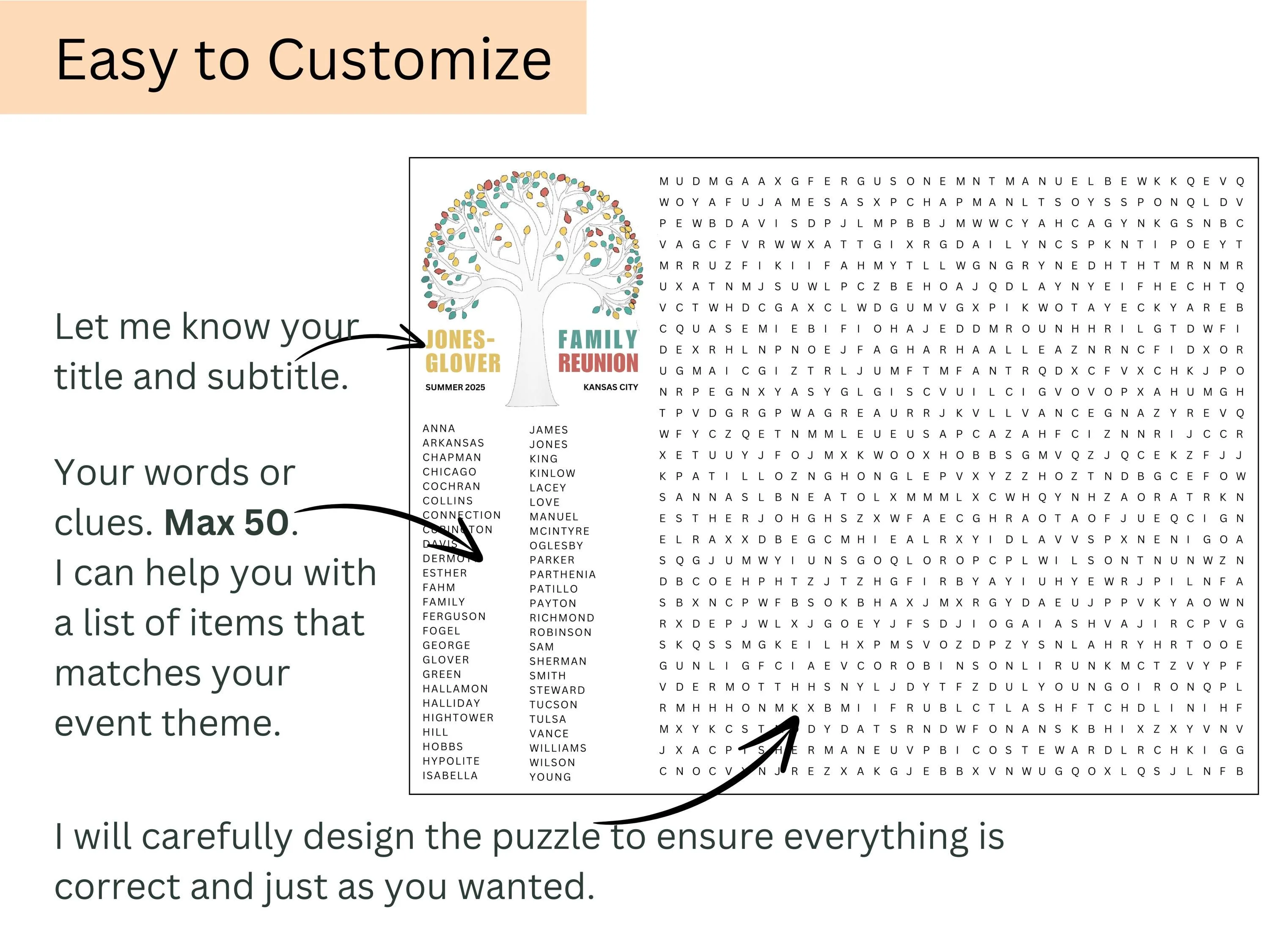 Custom Family Reunion Word Search Puzzle – Giant Party Game Poster 4