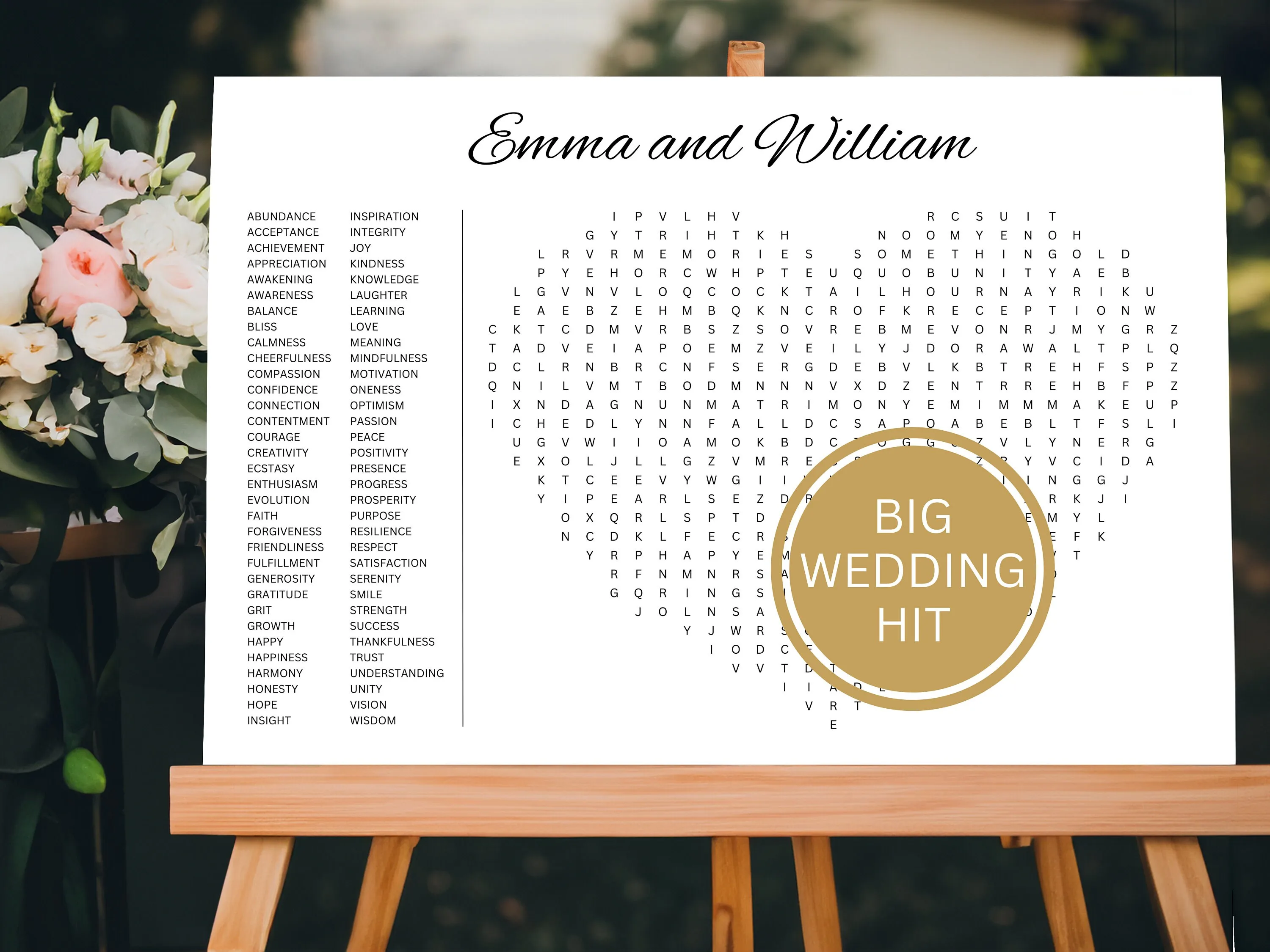 Heart-Shaped Wedding Word Search Puzzle – Dry-Erase Reception Game 10
