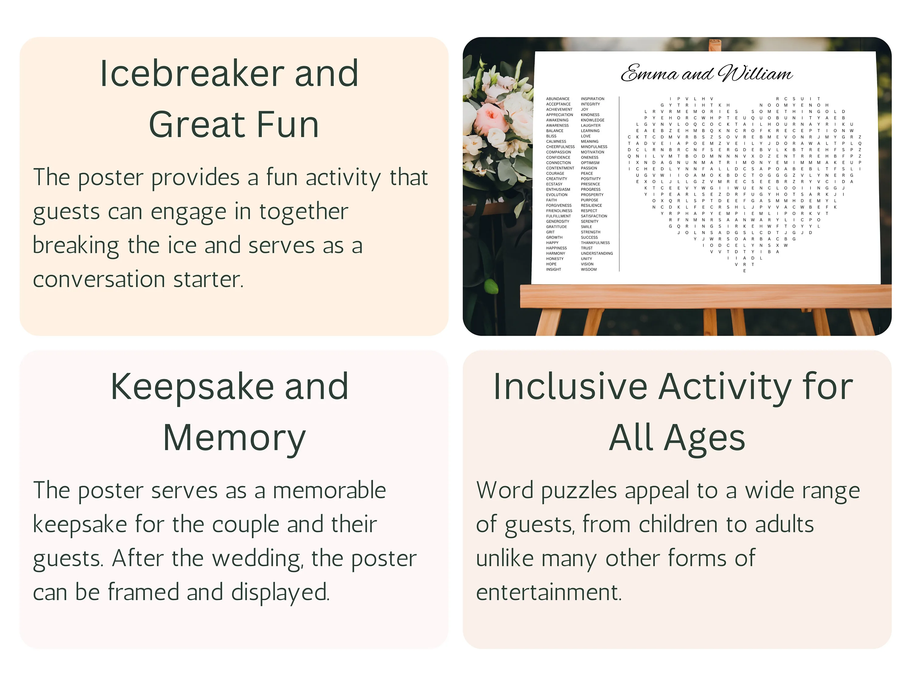 Heart-Shaped Wedding Word Search Puzzle – Dry-Erase Reception Game 2