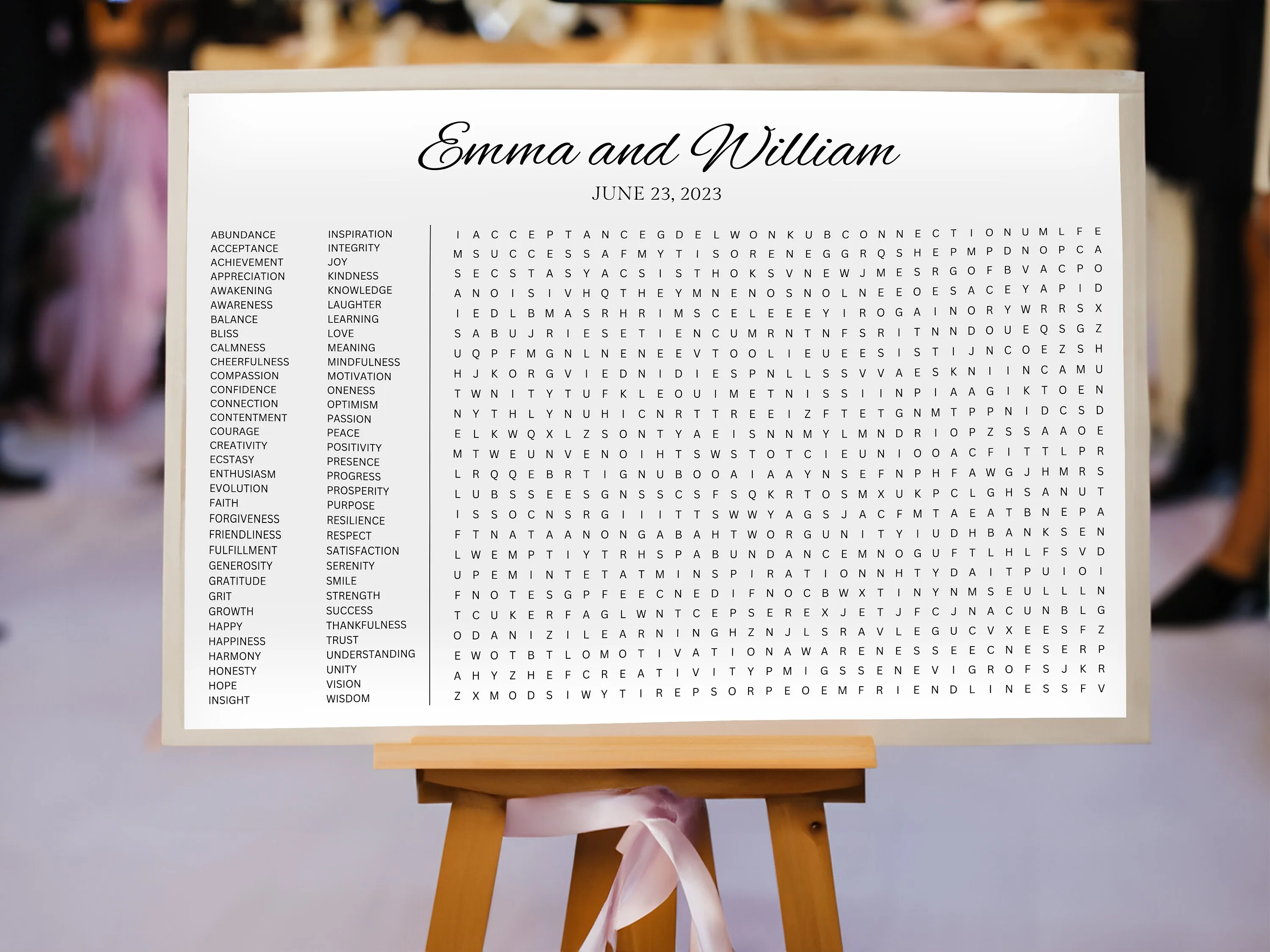 Heart-Shaped Wedding Word Search Puzzle – Dry-Erase Reception Game 9