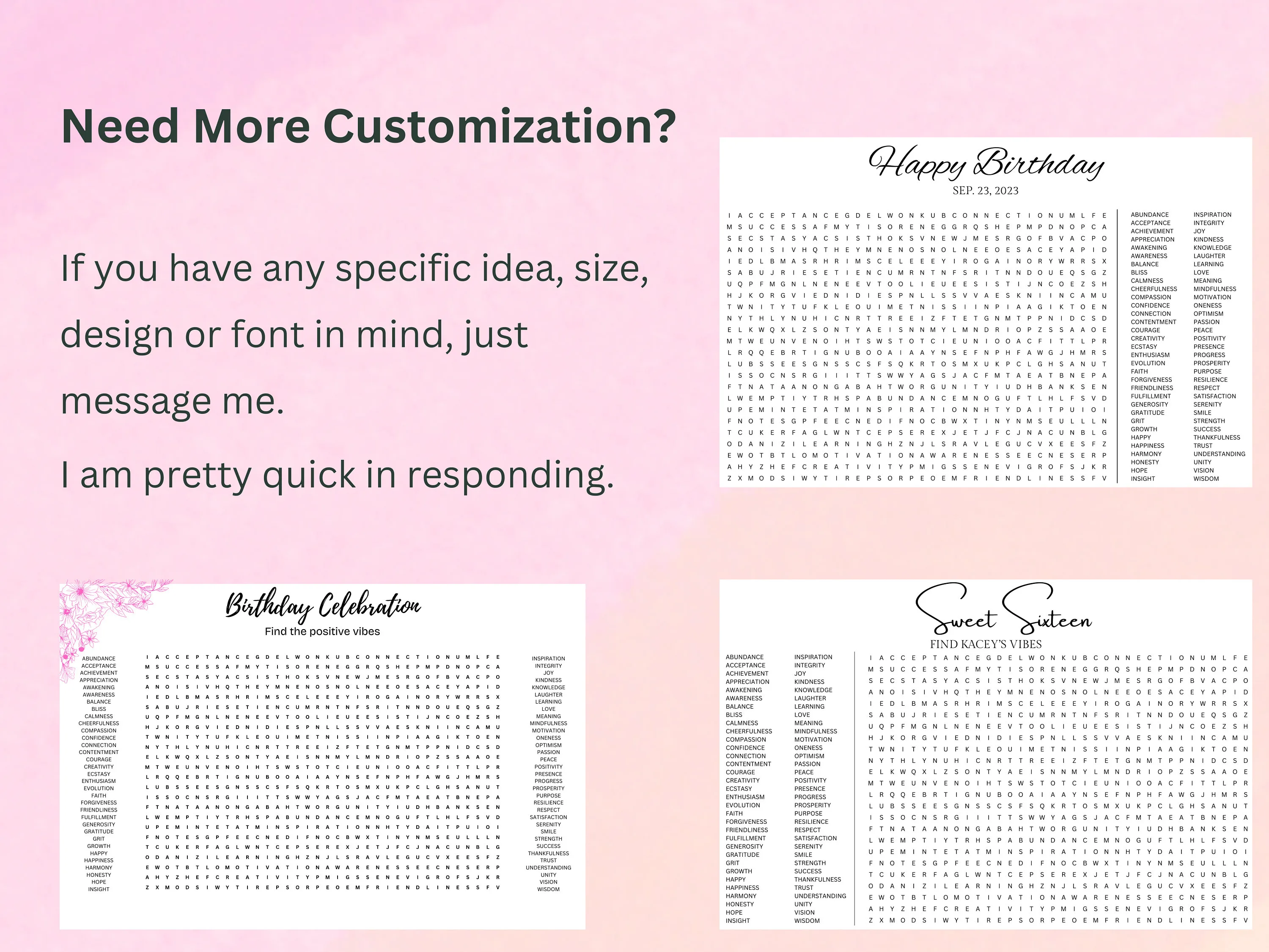 Custom Sip & See Word Search Puzzle – Baby Shower Shaped Game 7