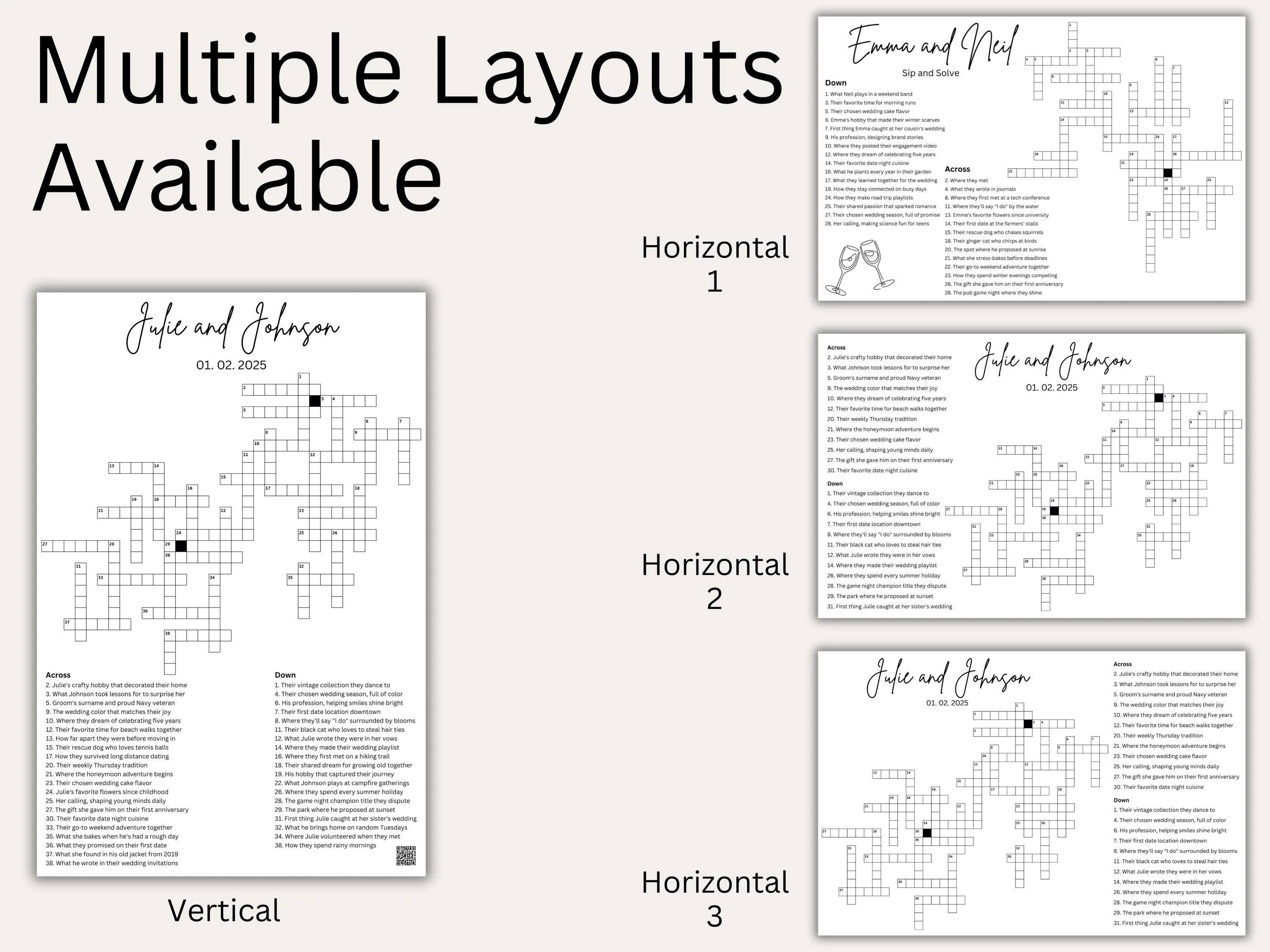 Custom Wedding Crossword Puzzle – Giant Reception Party Game 4