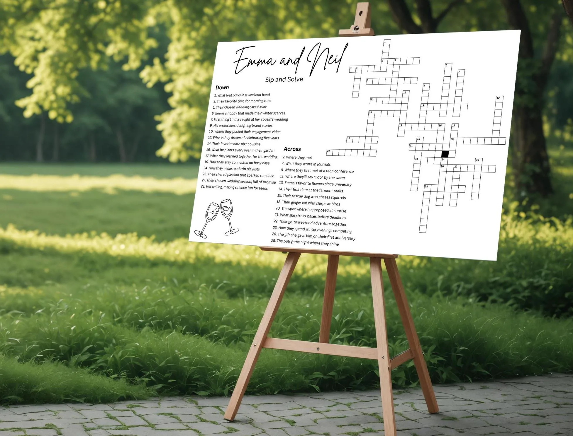 Custom Wedding Crossword Puzzle – Giant Reception Party Game 9