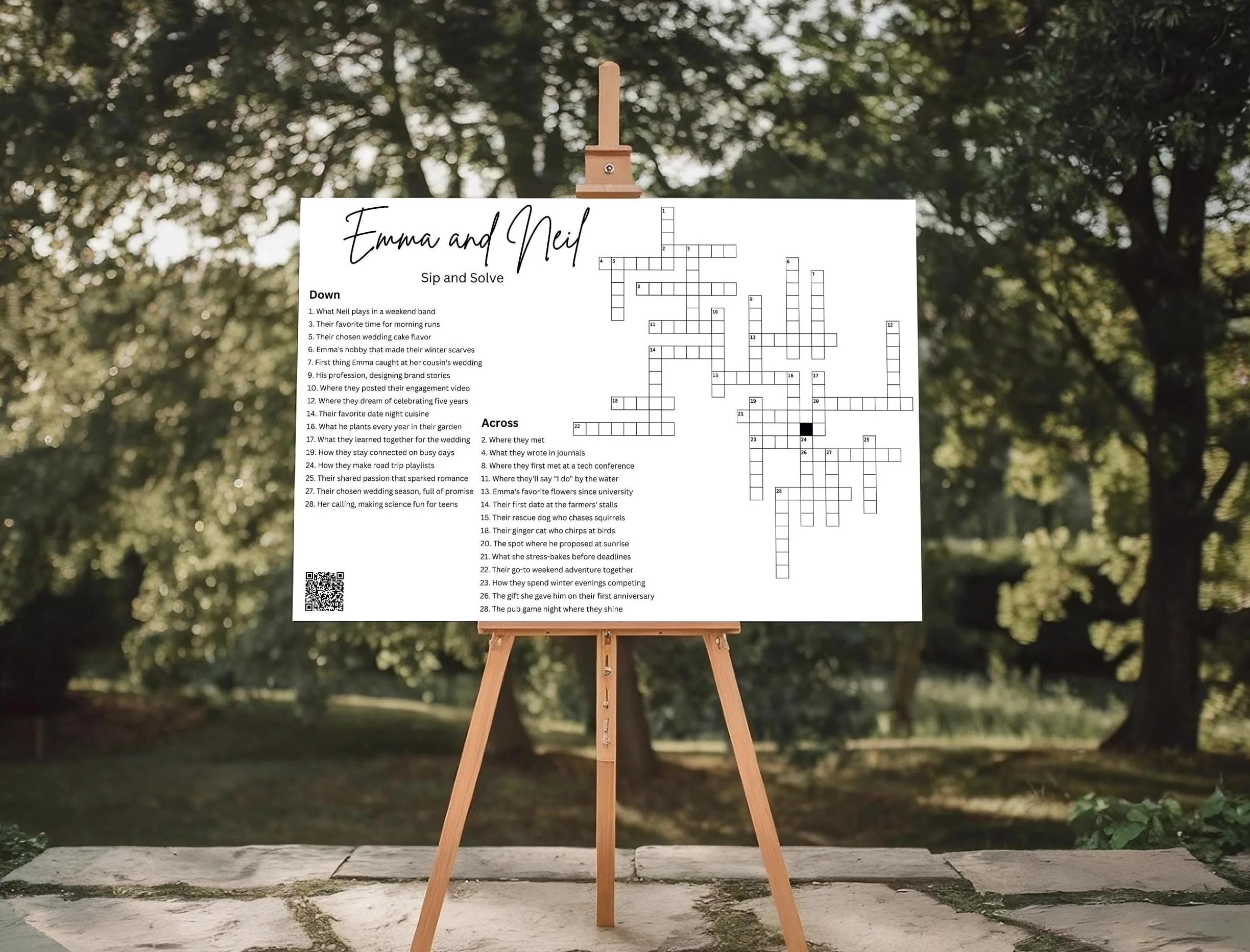 Custom Wedding Crossword Puzzle – Rehearsal Dinner Party Game 7